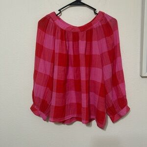 Cato Red and Pink Checkered Blouse